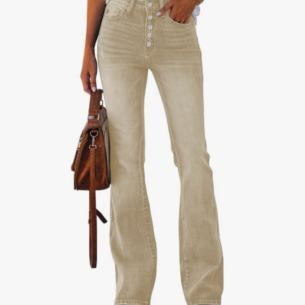 Women's Tan High-Waisted Jeans